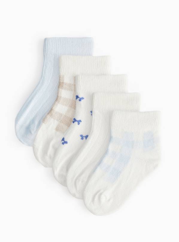 Bow & Checked Socks 5 Pack 6-12 months